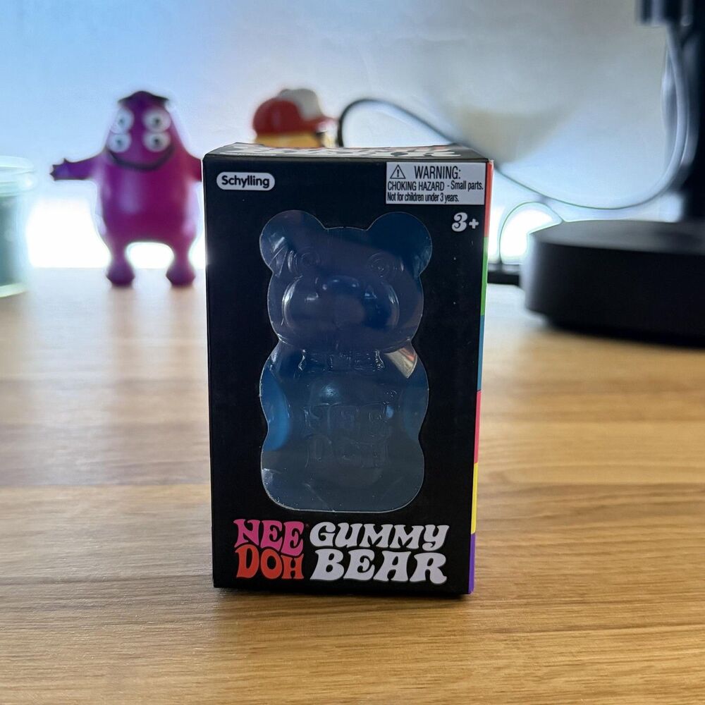 NeeDoh Gummy Bear Squishy Fidget Toy Schylling 3+ Blue Stress Relief Toy New